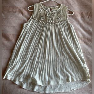 Anthropologie flowy beaded white tank